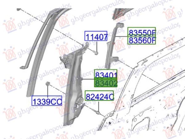 REAR WINDOW REGULATOR ELECTRICAL (W/O MOTOR) (O)