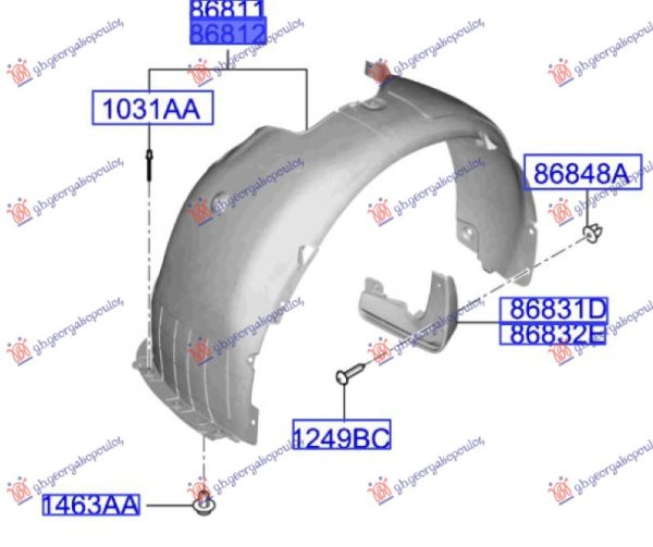 FRONT PLASTIC INNER FENDER (O)