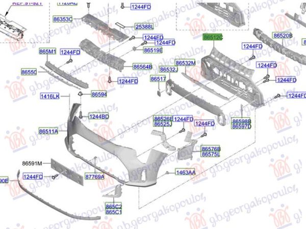 FRONT BUMPER GRILLE MOULDING PRIMED (O)