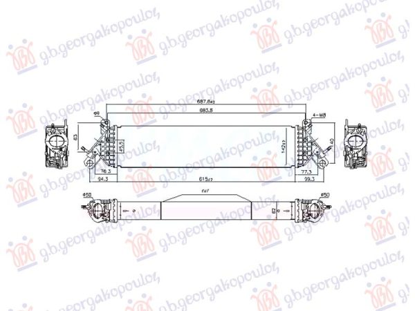 RADIATOR INTERCOOLER 2.5 (615x127x62)