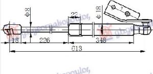 AMORTIZER GEPEK VRATA 5 VRATA (613L-375N) LEVO
