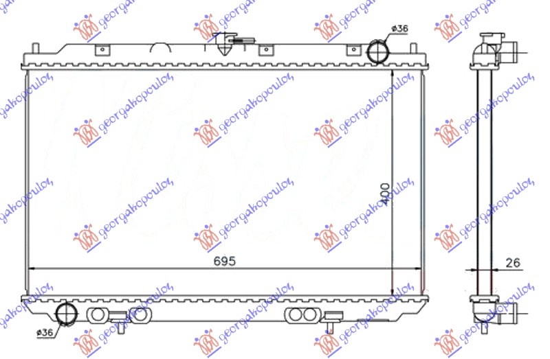 RADIATOR 2.2 dCi-Di DIESEL MANUAL (400x695x26) (KOYO)