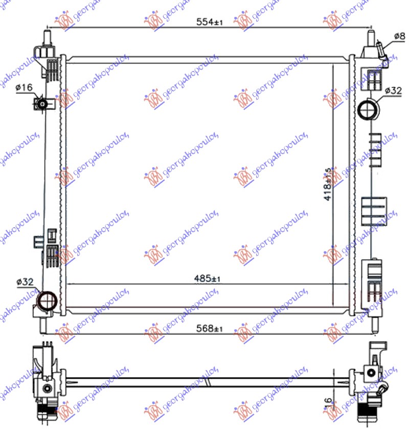 HLADNJAK MOTORA 1.5 DCi DIZEL (485x418x16) /13 (KOYO)