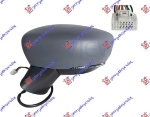 RETROVIZOR ELEKTRICNI SA GREJACEM PM (ELEKTRO-SKLOPIV) (MIGAVAC LED) (9 PIN) (A KVALITET) (KONVEKSNO STAKLO) LEVO