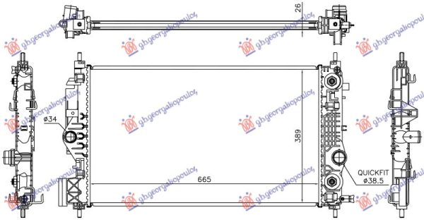 RADIATOR 1.6 PETROL AUTOMATIC (665x389) (KOYO)