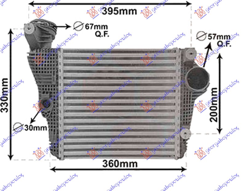 HLADNJAK INTERKULERA 3.0 GTS - 3.0-3.6 I TURBO BENZIN (285x279x62) LEVO
