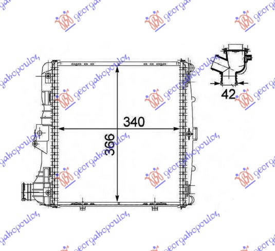 HLADNJAK MOTORA 2.7/2.9-S/3.2-S/3.4 BENZIN (340x366x42) LEVO