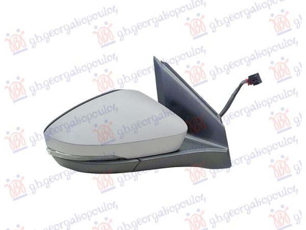 DOOR MIRROR ELECTRICAL HEATED FOLDABLE PRIMED (W/MEMORY) (W/SIDE LAMP) (12 PIN) (CONVEX GLASS)